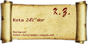 Kota Zádor névjegykártya